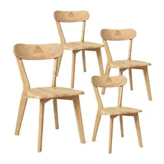 VENHOOUSE - Pack 4 Sillas Para Comedor Cocina Madera Moderna Respaldo Curvo Fresno Naturales