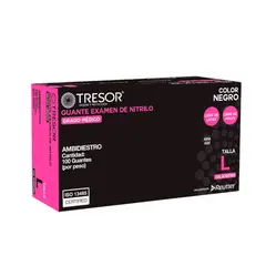 GENERICO - Guantes Nitrilo Negro Talla M - Sin Polvo Caja 100 Unidades Tresor