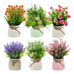 GENERICO - Plantas Artificiales Flor Bonsai En Macetas Decoración 6pcs BELUG