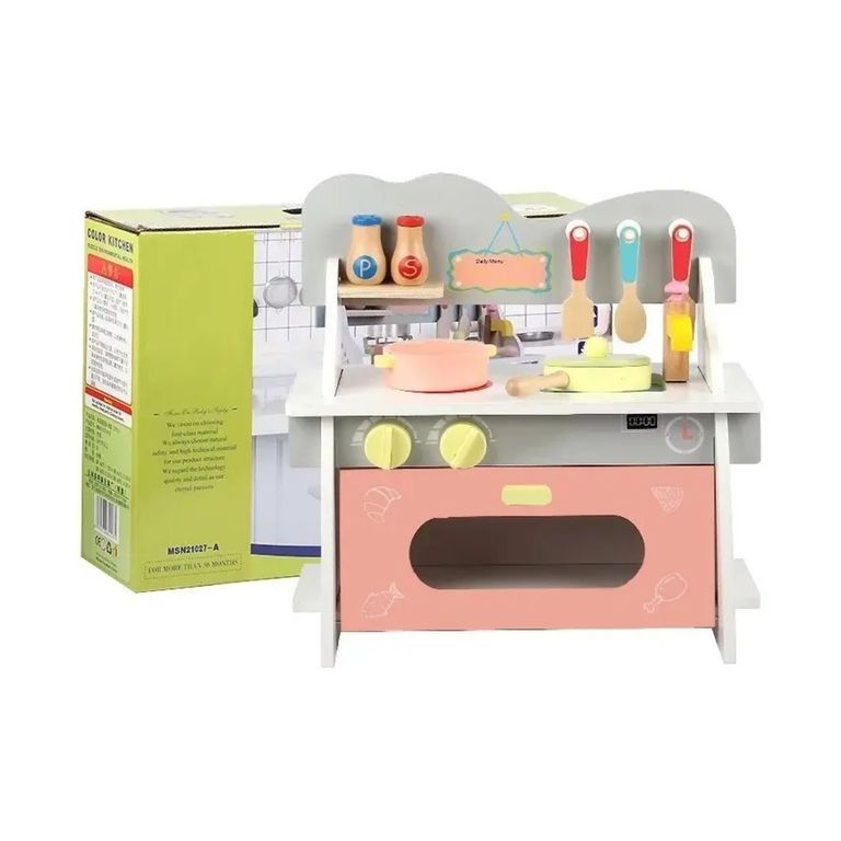 Cocina Infantil De Madera Con Utensilios Didacticos