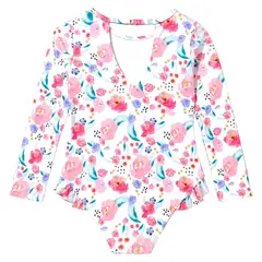MAMBOKIDS - Traje de Baño Niña Manga Larga UPF50+ Pastel Oli