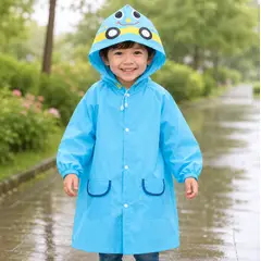 GENERICO - Capa Impermeable Poncho Lluvia Capucha Celeste Para Niños