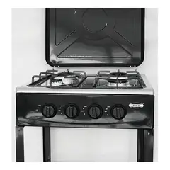 GENERICO - Cocina Encimera A Gas 4 Quemadores Con Repisas Color Negro + kit de instalación manguera y regulador