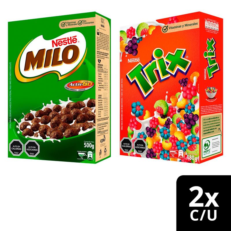 NESTLE - Cereal Milo 500G Y Trix 480G X4 Cajas