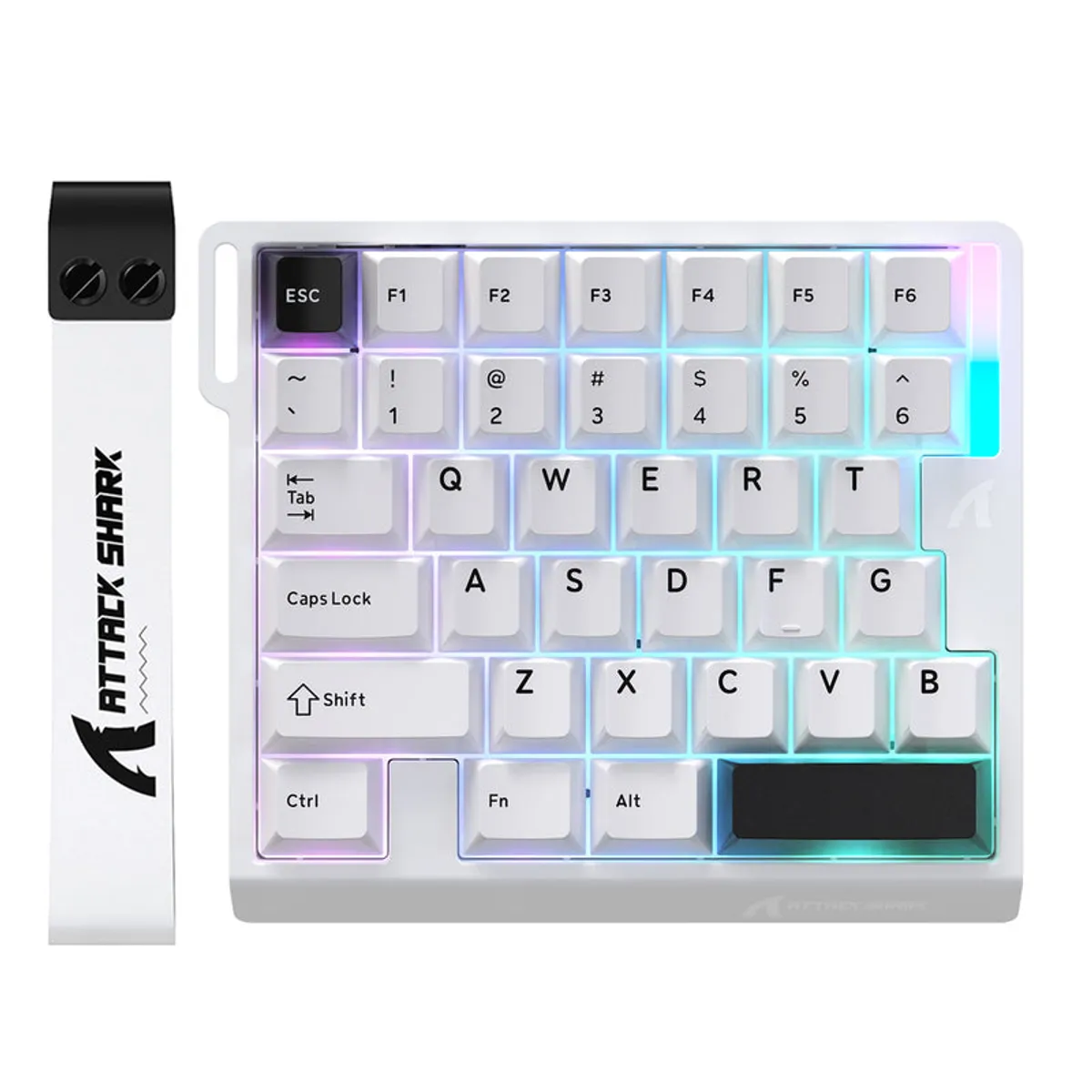 ATTACK SHARK - Teclado Gamer ATTACK SHARK M36 HE White One-Handed Magnético Hall Effect 8K Rapid Trigger RGB