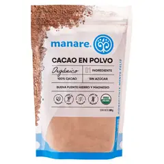 MANARE - Cacao En Polvo Orgánico 500 Gr. 100% Puro