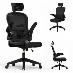 OKAERI - Silla Ergonómica Soporte Lumbar Biónico Reposacabezas Ajustable Silla De Escritorio Oficina E - Negro