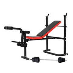 LIVE SPORT - Banca De Pesas Plegable Con Barra y Discos 20kg