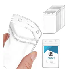 GENERICO - Porta Credenciales Transparente Perforación Vertica 100pcs