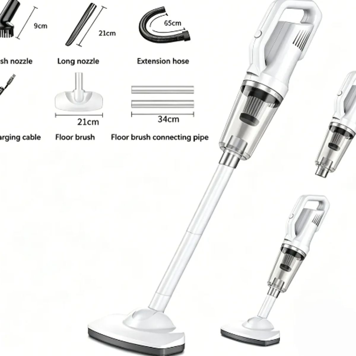 GENERICO - Kit Aspiradora Inalámbrica Con Luz Led