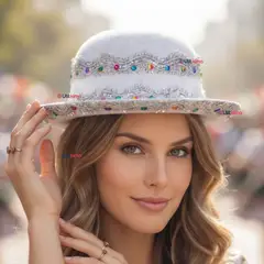 UTILISIMO - Sombrero Gorro Caporal Mujer Fiestas Patrias Blanco Baile Típico