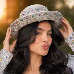 UTILISIMO - Sombrero Gorro Caporal Mujer Fiestas Patrias Blanco Baile Típico