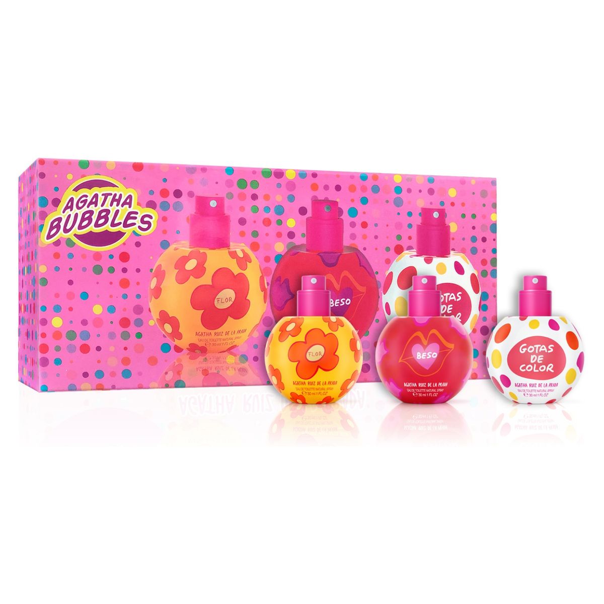 AGATHA RUIZ DE LA PRADA - Set Perfume Mujer Bubbles Gotas de Color EDT 30 ml + Beso DT 30 ml + Flor EDT 30 ml Agatha Ruiz De La Prada