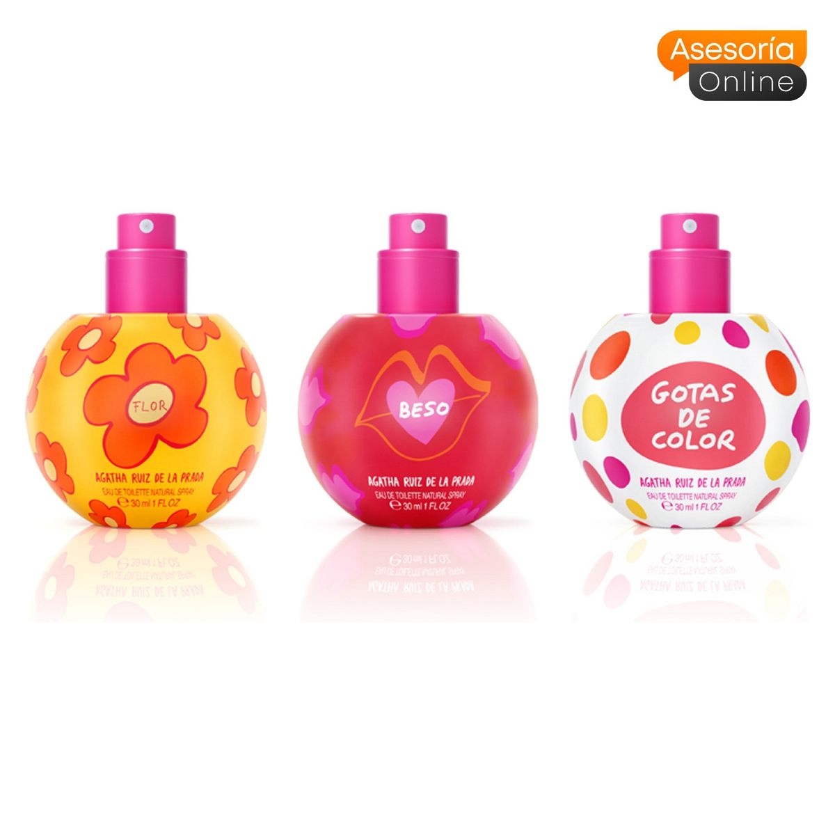 AGATHA RUIZ DE LA PRADA - Set Perfume Mujer Bubbles Gotas de Color EDT 30 ml + Beso DT 30 ml + Flor EDT 30 ml Agatha Ruiz De La Prada