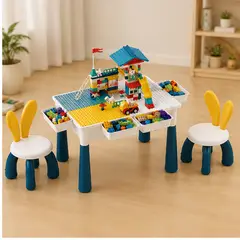 GENERICO - Mesa Infantil Con Bloques 143 Piezas Sillas Y Almacenamiento