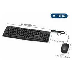 GENERICO - Teclado Mouse Aoas Combo Alámbrico Usb Negro A-1016 Estandar