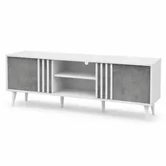 SPACE HOME - Rack para Televisor lux 180 cm Blanco y Gris Estilo Moderno