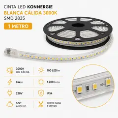 KONNERGIE - Cinta LED 1 Metro Luz Cálida 3000K 220V IP54