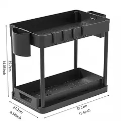 GENERICO - Estante Organizador 2 Niveles Cajones Ganchos Repisas Cocina Baño.