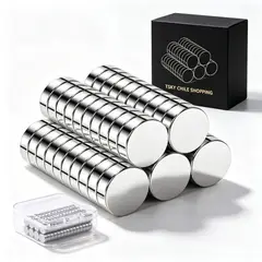 TSKY CHILE SHOPPING - Set 50 Imanes Pequeños 8x3 mm Níquel Cepillado para Nevera Pizarra Oficina y Bricolaje