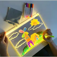 ATURE - Pizarra Mágica Led Luminosa Acrílica+7 Plumones Neón 30x20cm