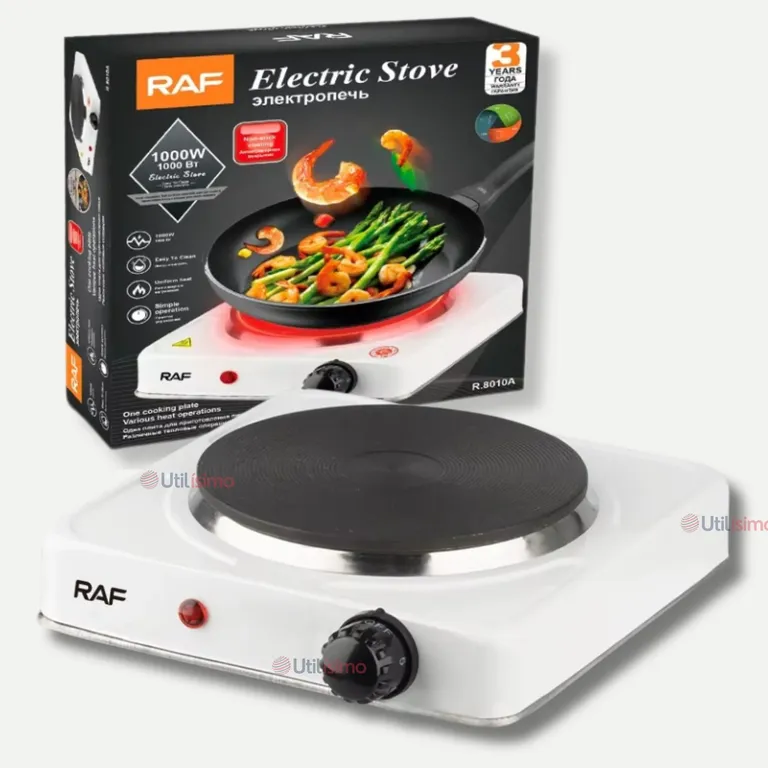 RAF Cocina Eléctrica Portátil 1 Plato 1000W de Potencia Cocinilla Blanca
