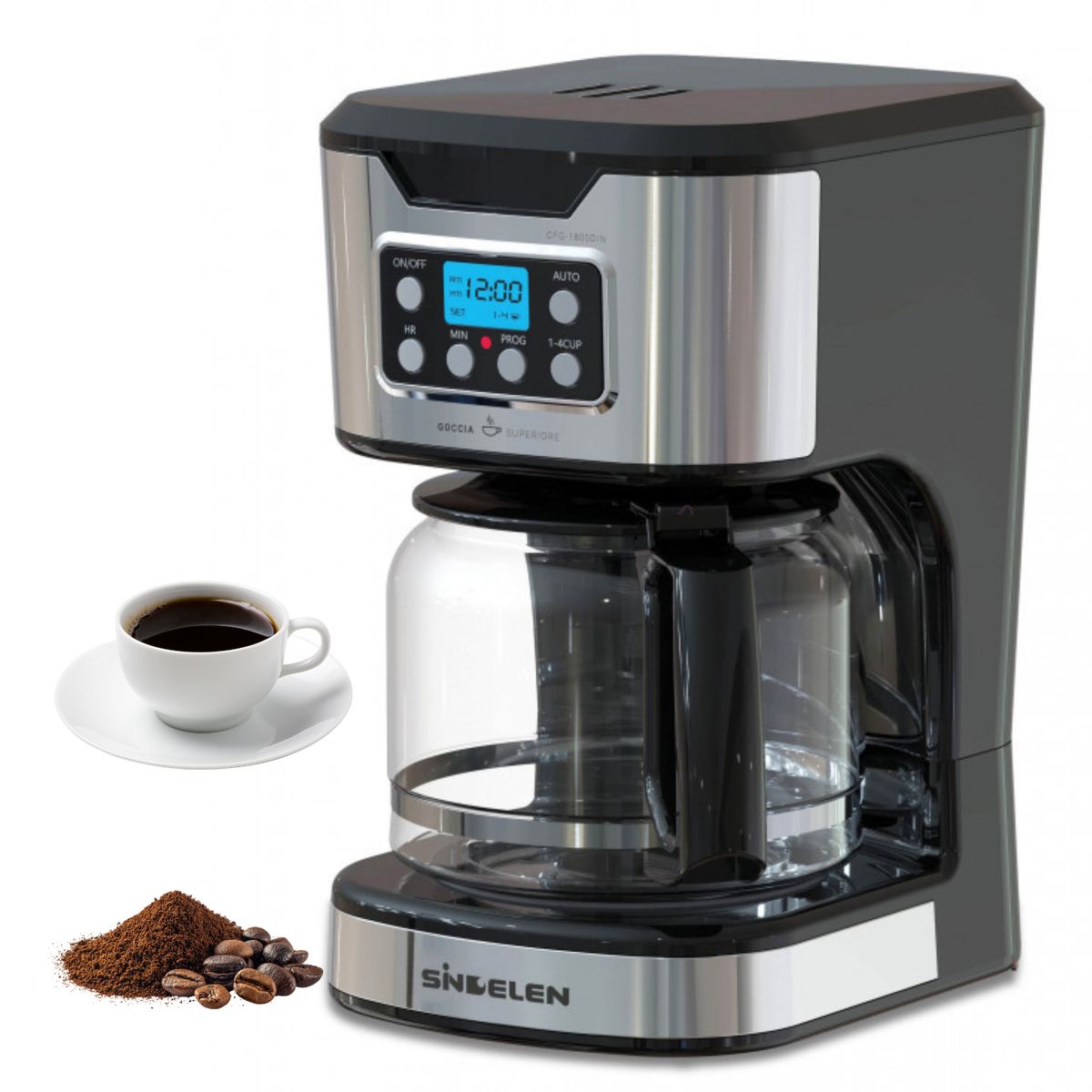 SINDELEN - Cafetera De Goteo Digital Sindelen Cfg-1800din 1.80 Lts