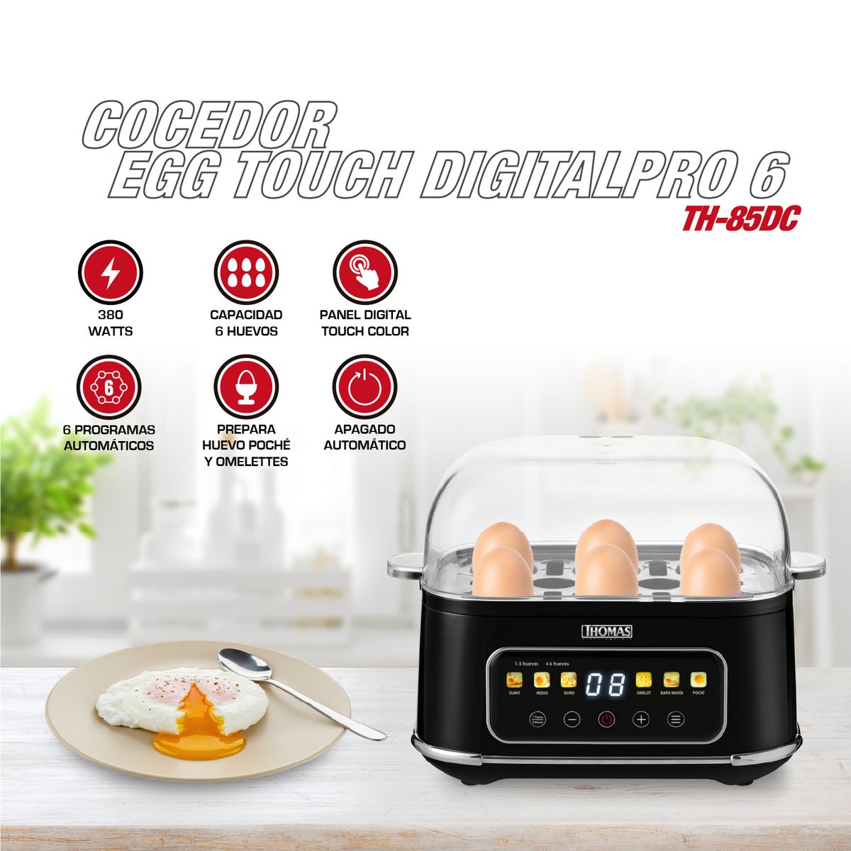 THOMAS - Cocedor Egg Touch DigitalPro 6 TH-85DC