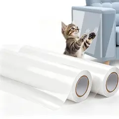 TSKY CHILE SHOPPING - 2 Rollos Protector Antiarañazos para Gatos PVC Transparente 30cm x 5m Sin Residuos