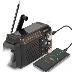 GENERICO - Radio Portatil AM FM Solar Emergencia Linterna Manivela Dinamo Power Bank SOS Meteorologico