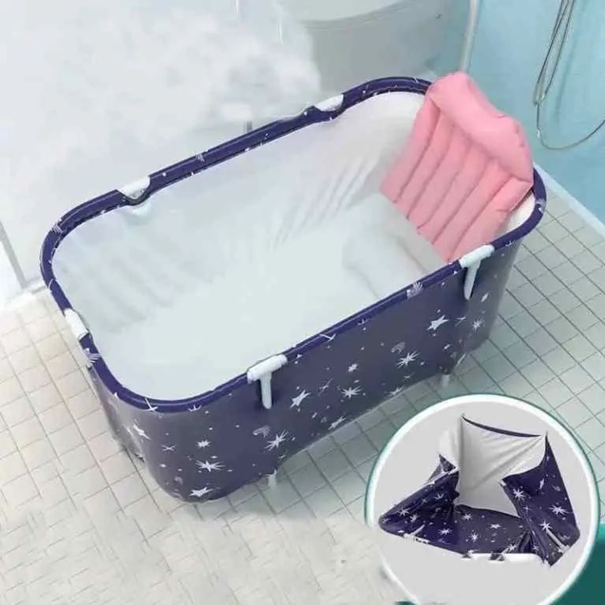 GENERICO - Bañera Plegable Portátil Adultos y Niños Balde Spa 110×55cm