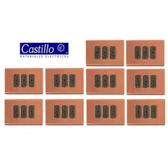 INDUSTRIA CASTILLO LTDA - Pack 10 un. Toma Corriente Triple Embutida Dorado-Industria Castillo