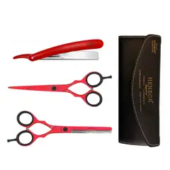 HENBOR - Set Tijeras Microdentada con Navaja y Estuche