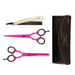 HENBOR - Set Tijeras Microdentada con Navaja y Estuche