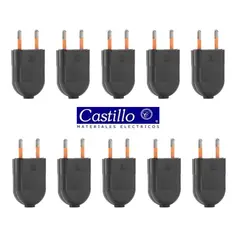 INDUSTRIA CASTILLO LTDA - Pack 10un, Enchufe Macho Convertible Negro 2P. 10A-250V - Industria castillo