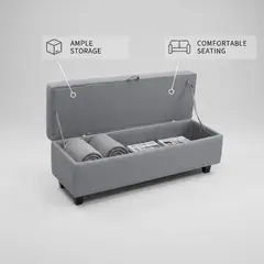 BLOCCARE - Banqueta Piecera 130 cm - Tapiz Genova (Color Gris)