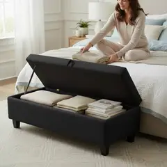 BLOCCARE - Banqueta Piecera 130 cm - Tapiz Genova (Color Negro)