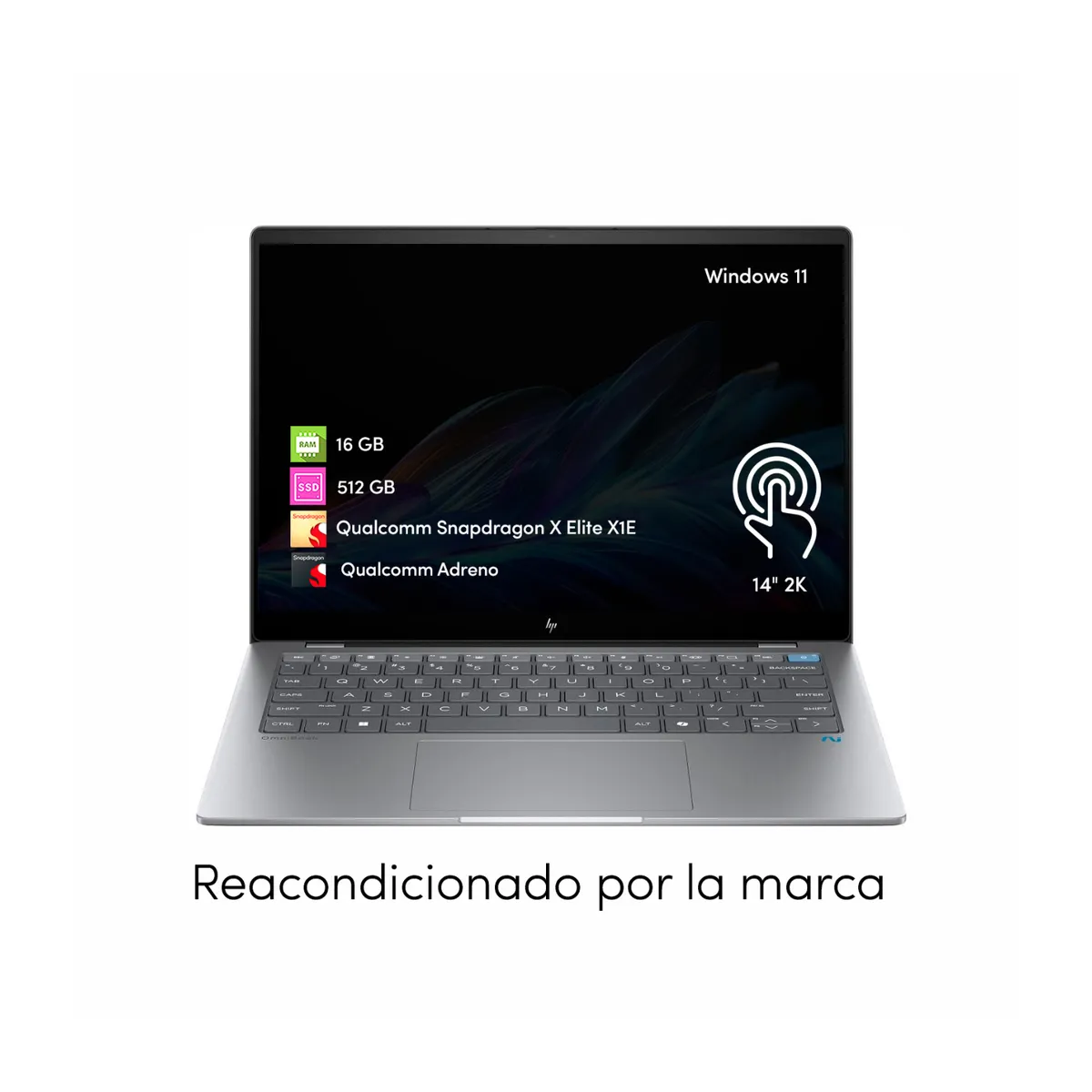 HP - Notebook HP Omnibook Snapdragon X 16GB 512GB SSD 14 2K Táctil W11