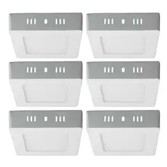 DRL - Pack 6 Panel Led Foco Plafón Sobrepuesto Cuadrado 6w Fría Blanco
