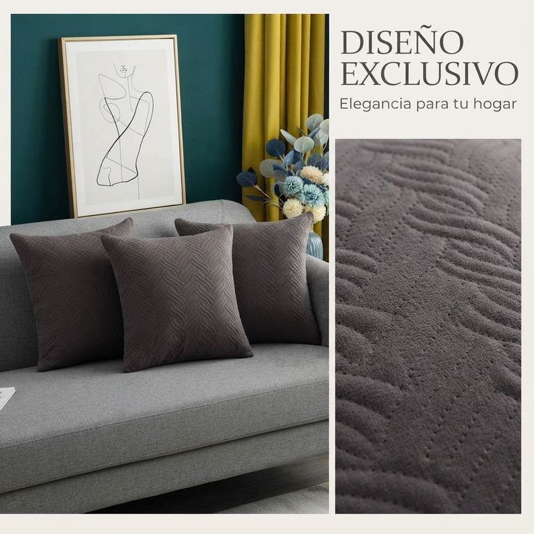 ARMONIA Funda Decorativa Plush Gris Texturizada Pack de 3 046 Versátil