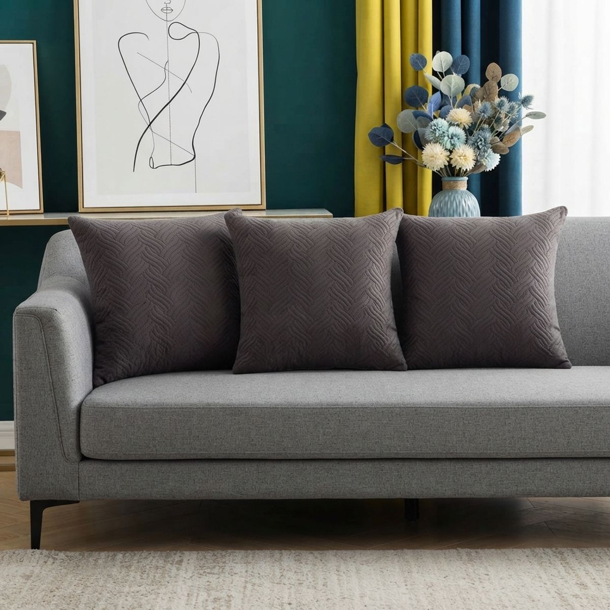 ARMONIA - Funda Decorativa Plush Gris Texturizada Pack de 3 046 Versátil