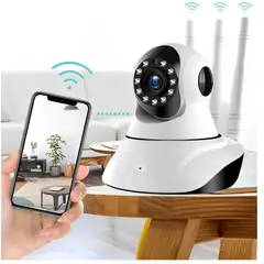 MOVI - Cámara de Seguridad IP WiFi HD Motorizada con visión nocturna de 360º y 5 antenas