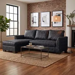 MUEBLES MPR - Sillón Seccional Denver en L Tela Aspecto Cuero - Izquierdo