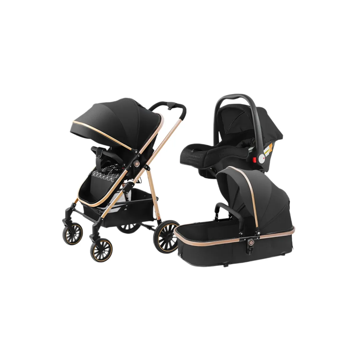 BABYLUNA - Coche Paseo Cuna Bebe 3 En 1 Multifuncional Y Plegable