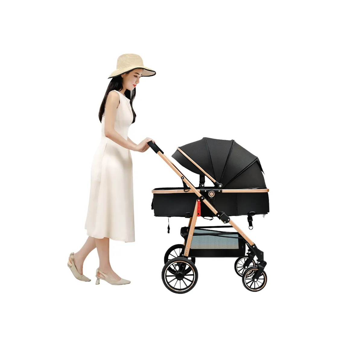 BABYLUNA - Coche Paseo Cuna Bebe 3 En 1 Multifuncional Y Plegable