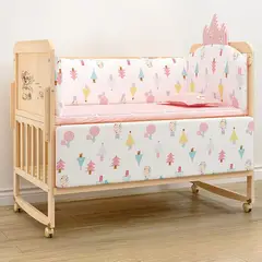 BABYLUNA - Cuna de Madera Multifuncional Ajustable Con Colchón Y Ropa Cama