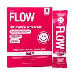 HAPPYFLOW - Bebida Hidratante con electrolitos HAPPY FLOW Daily 9 sachet sabor Frambuesa