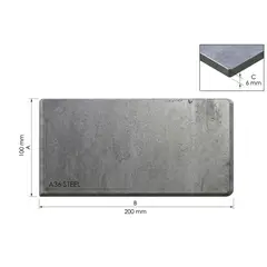 GENERICO - PLACA METALICA RECTANGULAR 100 X 200 X 6MM CALIDAD A36 BORDES SUAVIZADAS