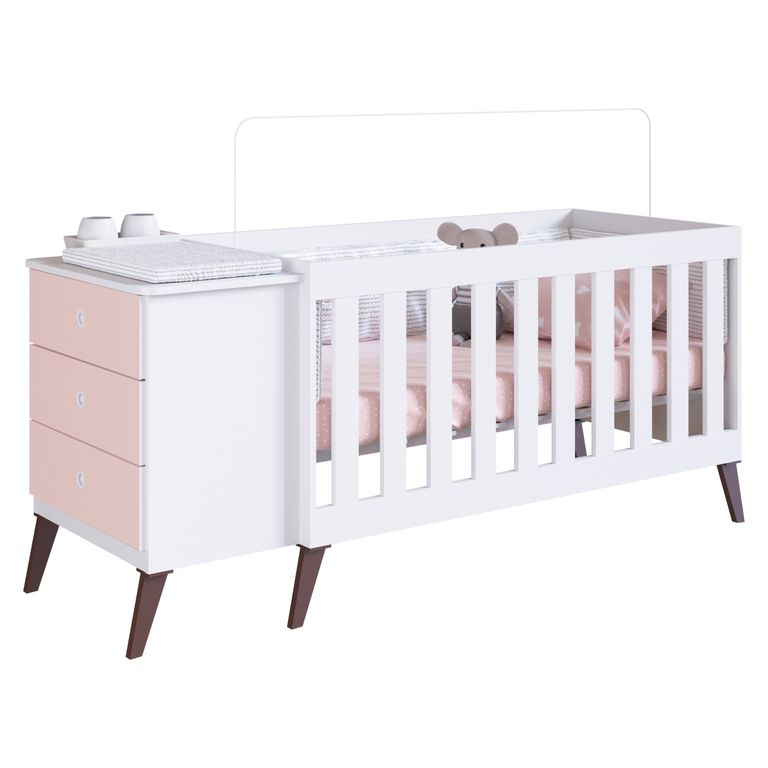 KIDSCOOL Cuna Con Cajonera Encanto Rosada