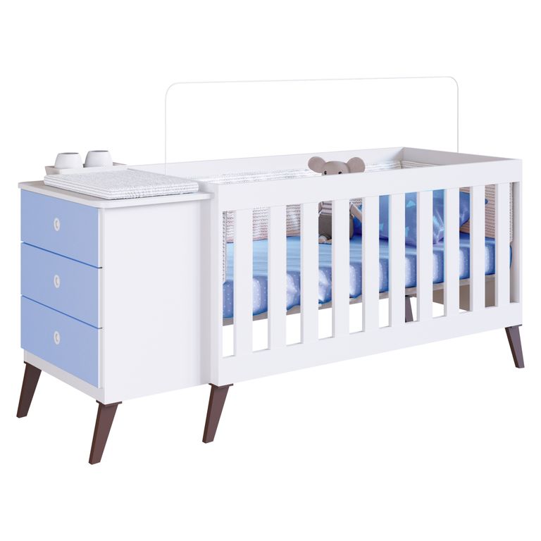 KIDSCOOL Cuna Con Cajonera Encanto Celeste